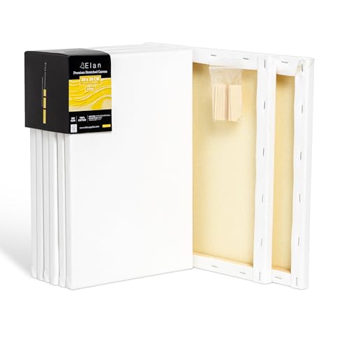 Elan Keilrahmen Leinwand 20x30 380g 6er Set, Premium-Qualität 380 G/M² 100% Baumwolle Leinwand zum Bemalen Klein, Leinwände für Ölfarben Klein von Elan