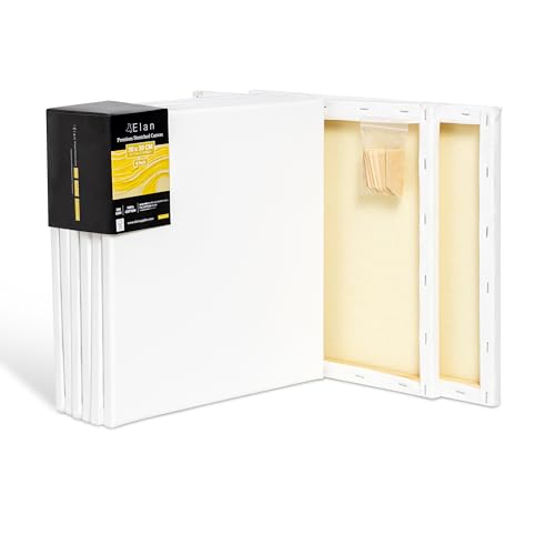 Elan Keilrahmen Leinwand 30x30 380g 6er Set, Premium-Qualität 380 G/M² 100% Baumwolle Leinwand zum Bemalen Klein, Leinwände für Ölfarben Klein von Elan