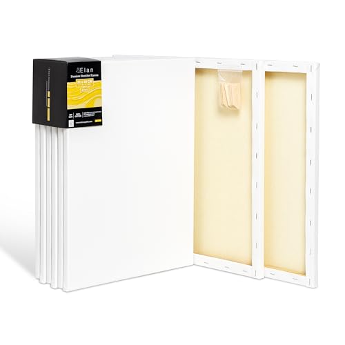 Elan Keilrahmen Leinwand 30x40 380g 6er Set, Premium-Qualität 380 G/M² 100% Baumwolle Leinwand zum Bemalen Klein, Leinwände für Ölfarben Klein von Elan