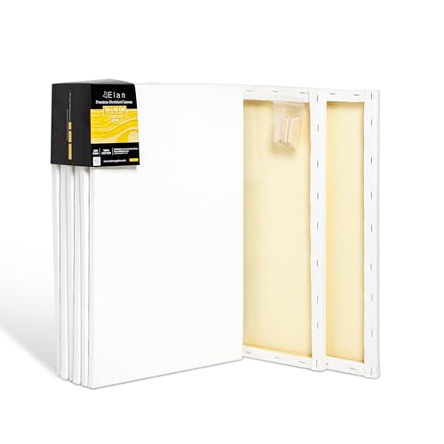 Elan Keilrahmen Leinwand 30x45 380g 6er Set, Premium-Qualität 380 G/M² 100% Baumwolle Leinwand zum Bemalen, Leinwände für Ölfarben von Elan
