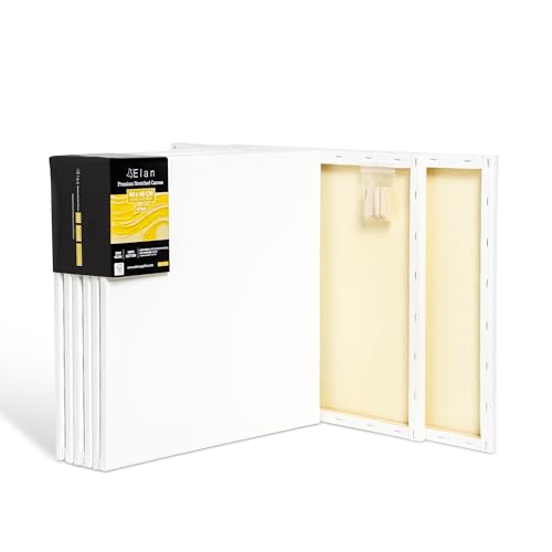 Elan Keilrahmen Leinwand 40x40 380g 6er Set, Premium-Qualität 380 G/M² 100% Baumwolle Leinwand zum Bemalen, Leinwände für Ölfarben von Elan