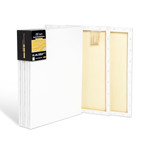 Elan Keilrahmen Leinwand 40x50 380g 6er Set, Premium-Qualität 380 G/M² 100% Baumwolle Leinwand zum Bemalen, Leinwände für Ölfarben von Elan
