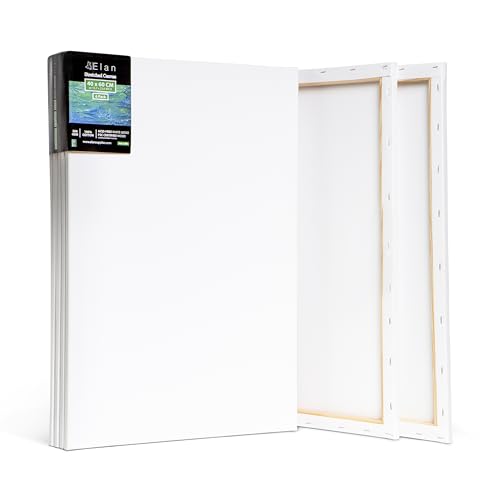 Elan Keilrahmen Leinwand 40x60 6er Set, 100% Baumwolle Leinwand zum Bemalen, Leinwände für Acrylfarben 280GSM, Leinwände, Keilrahmen 40x60 von Elan
