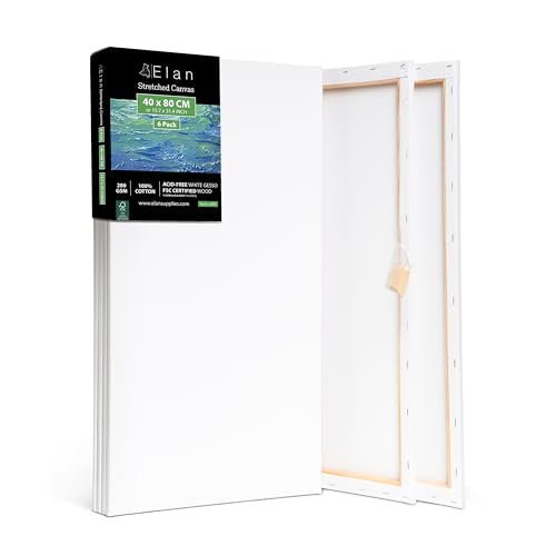 Elan Keilrahmen Leinwand 40x80 6er Set, 100% Baumwolle Leinwand zum Bemalen 40x80, Leinwand Set Groß, Leinwände für Acrylfarben, Keilrahmen 40x80, Keilrahmen Set, Leinwand Malen, 40x80 Leinwand Acryl Elan Keilrahmen Leinwand 40x80 6er Set, 100% Baumwolle Leinwand zum Bemalen 40x80, Leinwand Set Groß, Leinwände für Acrylfarben, Keilrahmen 40x80, Keilrahmen Set, Leinwand Malen, 40x80 Leinwand Acryl von Elan