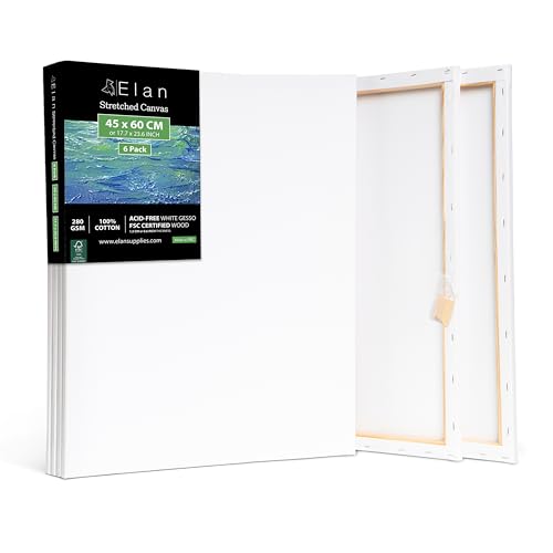 Elan Keilrahmen Leinwand 45x60 6er Set, 100% Baumwolle Leinwand zum Bemalen Groß, Leinwand Set Groß, Leinwände für Acrylfarben, Keilrahmen Groß 45x60, Leinwand Malen, Acryl Leinwand A2 zum Bemalen Elan Keilrahmen Leinwand 45x60 6er Set, 100% Baumwolle Leinwand zum Bemalen Groß, Leinwand Set Groß, Leinwände für Acrylfarben, Keilrahmen Groß 45x60, Leinwand Malen, Acryl Leinwand A2 zum Bemalen von Elan