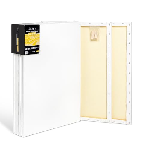 Elan Keilrahmen Leinwand 45x60 380g 6er Set, Premium-Qualität 380 G/M² 100% Baumwolle Leinwand zum Bemalen, Leinwände für Ölfarben von Elan