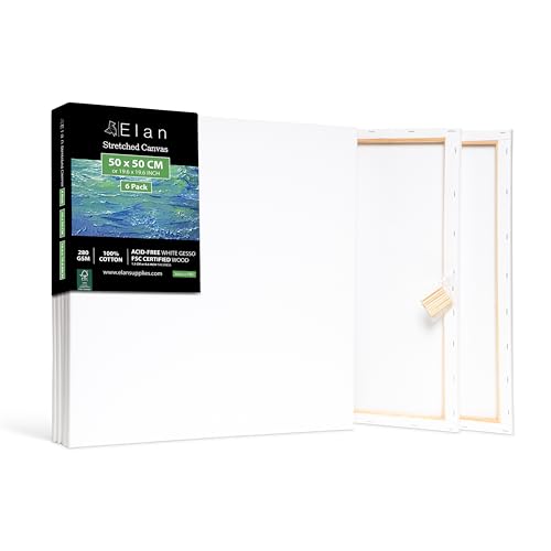 Elan Keilrahmen Leinwand 50x50 6er Set, 100% Baumwolle Leinwand zum Bemalen Quadratisch, Leinwand Quadratisch 50x50, Leinwände für Acrylfarben, Keilrahmen Groß 50x50, Keilrahmen Set, Leinwand Acryl Elan Keilrahmen Leinwand 50x50 6er Set, 100% Baumwolle Leinwand zum Bemalen Quadratisch, Leinwand Quadratisch 50x50, Leinwände für Acrylfarben, Keilrahmen Groß 50x50, Keilrahmen Set, Leinwand Acryl von Elan