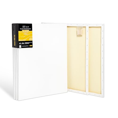 Elan Keilrahmen Leinwand 50x60 380g 6er Set, 380 G/M² 100% Baumwolle Leinwand zum Bemalen, Leinwände für Ölfarben, Leinwände zum Bemalen von Elan