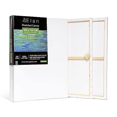 Elan Keilrahmen Leinwand 50x70 6er Set, 100% Baumwolle Leinwand zum Bemalen Groß, Leinwand Set Groß, Leinwände für Acrylfarben, Keilrahmen Groß 50x70, Keilrahmen Set, Leinwand Malen, Leinwand Acryl Elan Keilrahmen Leinwand 50x70 6er Set, 100% Baumwolle Leinwand zum Bemalen Groß, Leinwand Set Groß, Leinwände für Acrylfarben, Keilrahmen Groß 50x70, Keilrahmen Set, Leinwand Malen, Leinwand Acryl von Elan
