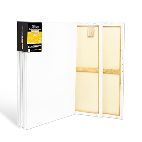 Elan Keilrahmen Leinwand 50x70 380g 6er Set, Premium-Qualität 380 G/M² 100% Baumwolle Leinwand zum Bemalen Groß, Leinwände für Ölfarben Groß von Elan