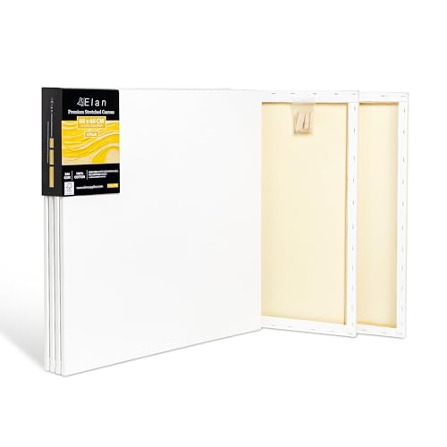 Elan Keilrahmen Leinwand 60x60 380g 4er Set, Premium-Qualität 380 G/M² 100% Baumwolle Leinwand zum Bemalen Groß, Leinwände für Ölfarben Groß von Elan