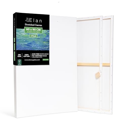 Elan Keilrahmen Leinwand 60x90 4er Set, 100% Baumwolle Leinwand zum Bemalen Groß, Leinwand Set Groß, Leinwände für Acrylfarben, Keilrahmen Groß 60x90, Leinwand Malen, Acryl Leinwand A1 zum Bemalen Elan Keilrahmen Leinwand 60x90 4er Set, 100% Baumwolle Leinwand zum Bemalen Groß, Leinwand Set Groß, Leinwände für Acrylfarben, Keilrahmen Groß 60x90, Leinwand Malen, Acryl Leinwand A1 zum Bemalen von Elan