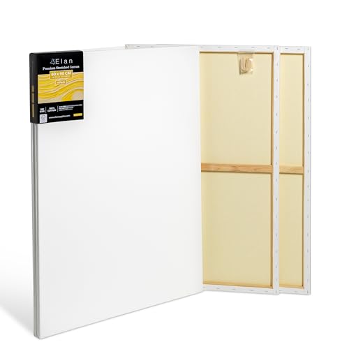 Elan Keilrahmen Leinwand 60x90 380g 4er Set, Premium-Qualität 380 G/M² 100% Baumwolle Leinwand zum Bemalen Groß, Leinwände für Ölfarben Groß von Elan