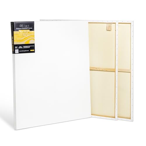 Elan Keilrahmen Leinwand 80x100 380g 3er Set, Premium-Qualität 380 G/M² 100% Baumwolle Leinwand zum Bemalen Groß, Leinwände für Ölfarben Groß von Elan
