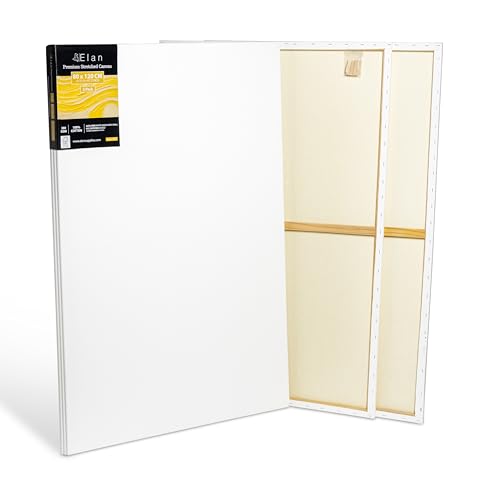 Elan Keilrahmen Leinwand 80x120 380g 3er Set, Premium-Qualität 380 G/M² 100% Baumwolle Leinwand zum Bemalen Groß, Leinwände für Ölfarben Groß von Elan