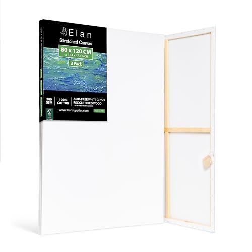 Elan Keilrahmen Leinwand 80x120 3er Set, 100% Baumwolle Leinwand zum Bemalen Groß, Leinwand Set Groß, Leinwände für Acrylfarben, Keilrahmen Groß 80x120, Keilrahmen Set, Leinwand Malen, Leinwand Acryl Elan Keilrahmen Leinwand 80x120 3er Set, 100% Baumwolle Leinwand zum Bemalen Groß, Leinwand Set Groß, Leinwände für Acrylfarben, Keilrahmen Groß 80x120, Keilrahmen Set, Leinwand Malen, Leinwand Acryl von Elan