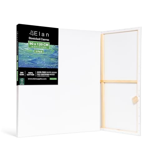 Elan Keilrahmen Leinwand 90x120 3er Set, 100% Baumwolle Leinwand zum Bemalen XXL, Leinwand Set XXL, Leinwände für Acrylfarben, Keilrahmen XXL 90x120, Leinwand Malen, Acryl Leinwand A0 zum Bemalen Elan Keilrahmen Leinwand 90x120 3er Set, 100% Baumwolle Leinwand zum Bemalen XXL, Leinwand Set XXL, Leinwände für Acrylfarben, Keilrahmen XXL 90x120, Leinwand Malen, Acryl Leinwand A0 zum Bemalen von Elan