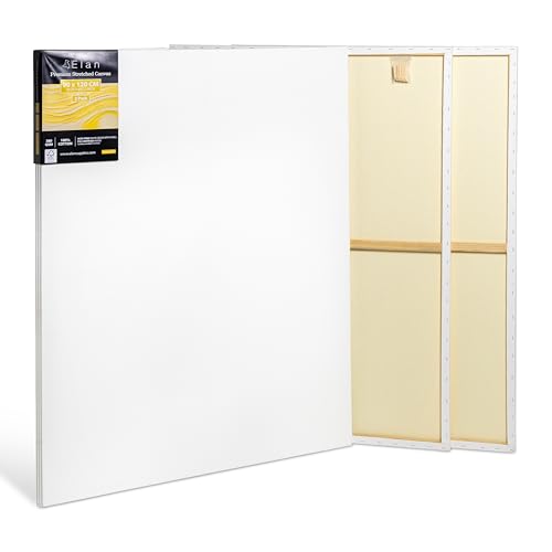 Elan Keilrahmen Leinwand 90x120 380g 3er Set, Premium-Qualität 380 G/M² 100% Baumwolle Leinwand zum Bemalen Groß, Leinwände für Ölfarben Groß von Elan