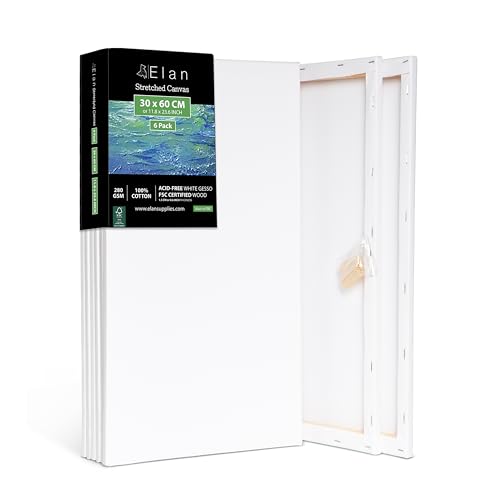 Elan Keilrahmen Leinwand 30x60 6er Set, 100% Baumwolle Leinwand zum Bemalen 30x60, Leinwand Set, Leinwände für Acrylfarben, Keilrahmen 30x60, Keilrahmen Set, Leinwand Malen, 30x60 Leinwand Acryl Elan Keilrahmen Leinwand 30x60 6er Set, 100% Baumwolle Leinwand zum Bemalen 30x60, Leinwand Set, Leinwände für Acrylfarben, Keilrahmen 30x60, Keilrahmen Set, Leinwand Malen, 30x60 Leinwand Acryl von Elan