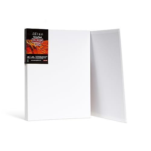 Elan Leinwand Dünn 30x40, 8-PACK 100% Baumwolle Leinwand zum Bemalen klein, Malpappen für Acrylfarben, Malkarton Acryl, Künstler Leinwand klein, Painting Canvas Weiß, Malplatten zum Bemalen von Elan