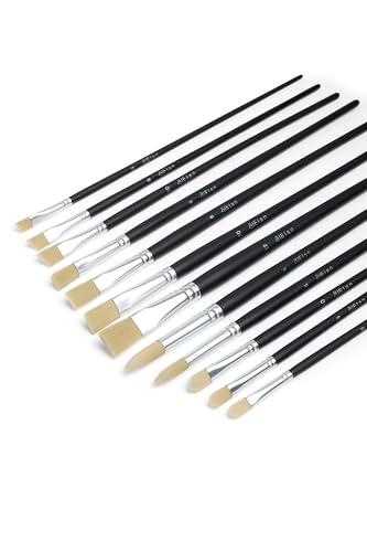 Elan Pinselset mit Langer Griff, 12x Pinsel für Ölfarben, Borstenpinsel mit synthetischem Schweinshaar, Künstlerpinsel Set, Pinsel Langstielig, Öl Pinsel Set, Malerpinsel, Varied Paintbrush Set Elan Pinselset mit Langer Griff, 12x Pinsel für Ölfarben, Borstenpinsel mit synthetischem Schweinshaar, Künstlerpinsel Set, Pinsel Langstielig, Öl Pinsel Set, Malerpinsel, Varied Paintbrush Set von Elan
