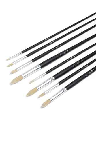 Elan Runde Pinselset mit Langer Griff, 8X Runde Pinsel für Ölfarben, Borstenpinsel mit synthetischem Schweinshaar, Künstlerpinsel Set, Öl Pinsel Set, Malerpinsel, Round Paintbrush Set Elan Runde Pinselset mit Langer Griff, 8X Runde Pinsel für Ölfarben, Borstenpinsel mit synthetischem Schweinshaar, Künstlerpinsel Set, Öl Pinsel Set, Malerpinsel, Round Paintbrush Set von Elan