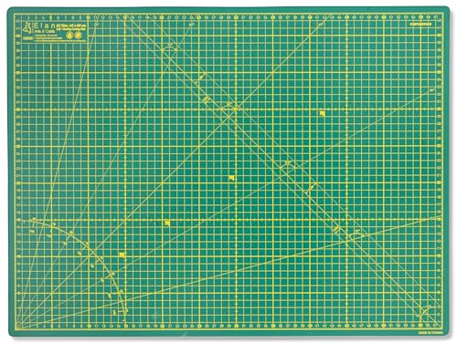 Elan Schneidematte A2 Grün, 5-lagige Schneidematte Selbstheilend, Bastelunterlage Schnittfest, Bastelmatte, Schreibtischunterlage und Schneidematte 60 x 45 Schneideunterlage A2 zum Nähen von Elan