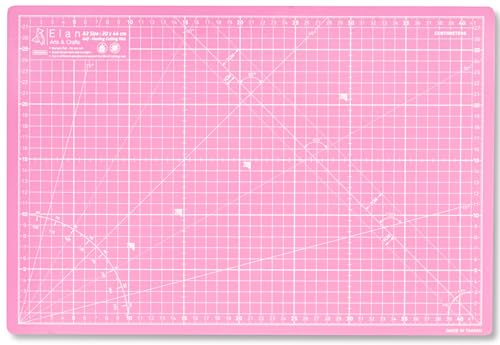 Elan Schneidematte A3 Rosa und Lila, 5-lagige Schneidematte Selbstheilend, Bastelunterlage Schnittfest, Bastelmatte, Schreibtischunterlage und Schneidematte 44 x 30 CM Schneideunterlage A3 zum Nähen von Elan