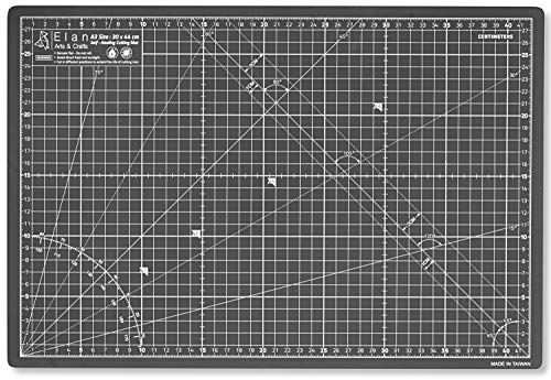 Elan Schneidematte A3 Schwarz, 5-lagige Schneidematte 30x44 Selbstheilend, Bastelunterlage Schnittfest A3, Cutting Mat 30x44, Schittmatte von Elan