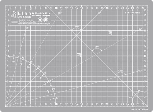 Elan Schneidematte A4 Grau, 5-lagige Schneidematte Selbstheilend, Bastelunterlage Schnittfest, Cutting Mat, Arbeitsunterlage Werkstatt Schneidematte Nähen 30x22 CM Schneideunterlage von Elan