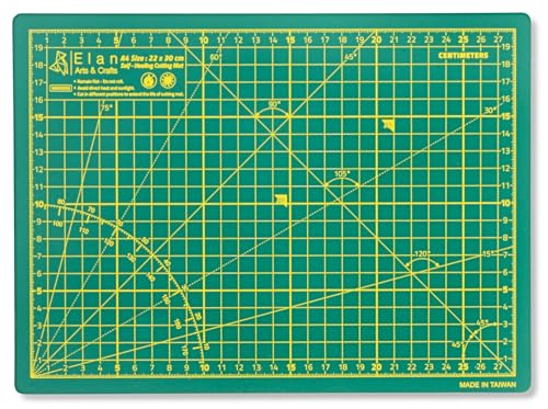 Elan Schneidematte A4 Grün, 5-lagige Schneidematte Selbstheilend, Bastelunterlage Schnittfest, Bastelmatte, Schreibtischunterlage und Schneidematte 30 x 22 Schneideunterlage A4 zum Nähen von Elan