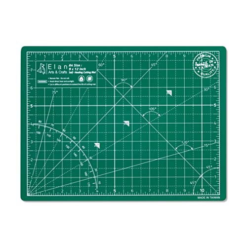 Elan Schneidematte A4 Grün, 5-lagige Schneidematte Selbstheilend, Bastelunterlage Schnittfest, cutting mat, arbeitsunterlage werkstatt Schneidematte nähen 12 x 9 INCH Schneideunterlage von Elan