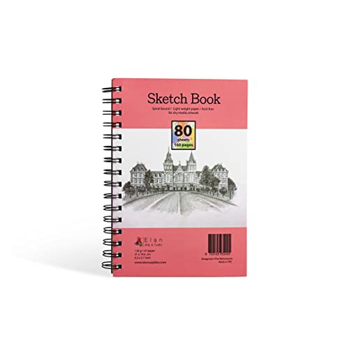 Elan Skizzenbuch A5, 80 Blätt 120gsm Glattes Papier, Sketchbook A5, Skizzenbuch Spiralbindung, Skizzenblock A5 mit Blanko Leichtes Skizzenpapier, Zeichenblock Professionell, Zeichenbuch, Sketch Book Elan Skizzenbuch A5, 80 Blätt 120gsm Glattes Papier, Sketchbook A5, Skizzenbuch Spiralbindung, Skizzenblock A5 mit Blanko Leichtes Skizzenpapier, Zeichenblock Professionell, Zeichenbuch, Sketch Book von Elan