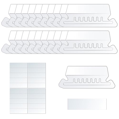 Transparente Ordner-Tabs aus Kunststoff mit 20 Papiereinsätzen, Hängeordner, Etiketten, Organizer für schnelle Identifizierung, 20 Stück von Elandy