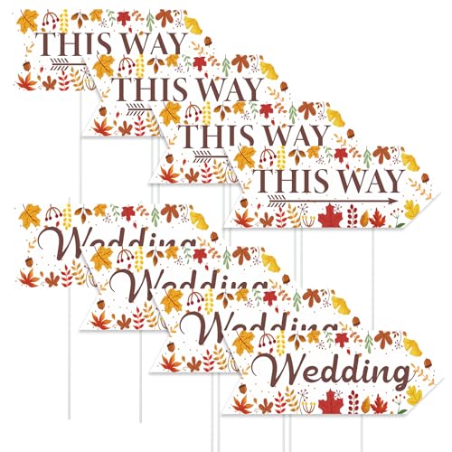 ElasignShopo Wegweiser für Hochzeit, doppelseitig, wasserdicht, Pfeil-Hofschilder mit Pfeilen, für den Außenbereich, richtungsweisende Hochzeiten, Willkommensschild für Rasenzeremonie und Empfang, 6 von ElasignShopo