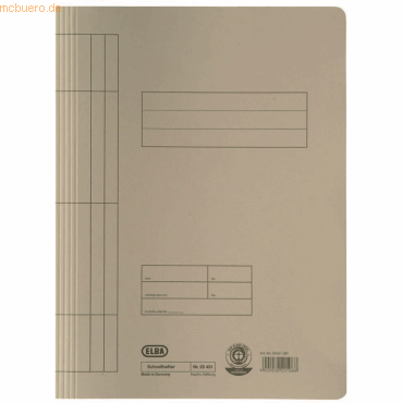 100 x Elba Schnellhefter A4 250g/qm Karton grau von Elba