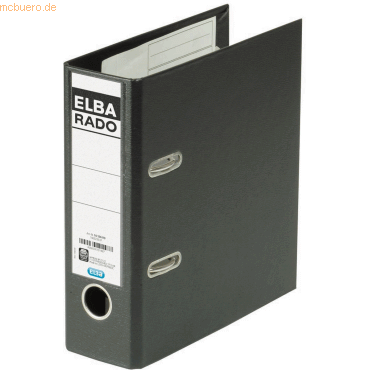 5 x Elba Ordner rado plast für A5 hoch 75mm PVC schwarz von Elba