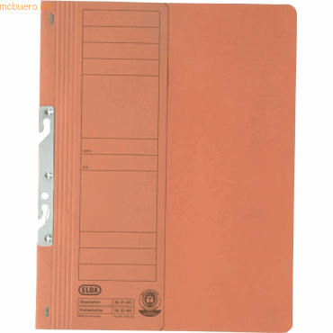 50 x Elba Einhakhefter A4 1/2 Vorderdeckel kfm. Heftung orange von Elba