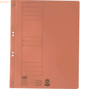50 x Elba Ösenhefter ganzer Vorderdeckel Karton orange von Elba