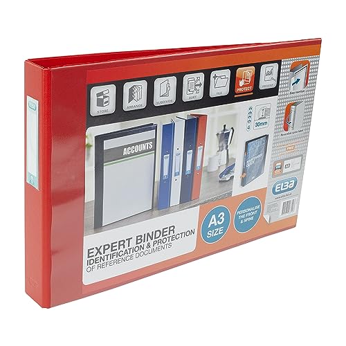 Bantex Ringbuch, Format A3, Querformat, Rücken 30 mm, PVC, 4-D-Ring-Mechanik, Rot Bantex Ringbuch, Format A3, Querformat, Rücken 30 mm, PVC, 4-D-Ring-Mechanik, Rot von Elba
