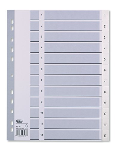 Oxford Register Strong Line, Zahlen 1-12, DIN A4, Kunststoff, 12-teilig, weiß von Oxford