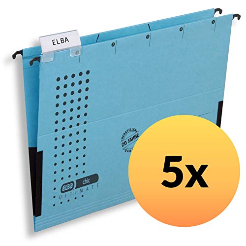 ELBA Hängetasche chic für A4, aus Karton, mit Leinenfröschen, blau, 5er Pack ELBA Hängetasche chic für A4, aus Karton, mit Leinenfröschen, blau, 5er Pack von Elba