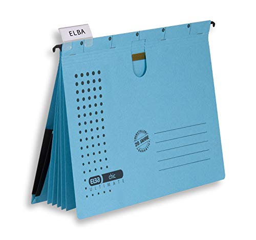 ELBA Mehrfach-Hängehefter chic, für A4, aus Karton, blau, 5er Pack von Elba