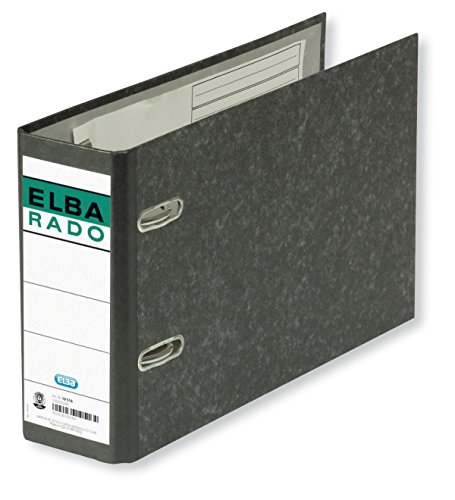 Elba Recycling-Ordner A5 quer, Rado Wolkenmarmor, 7,5 cm breit, schwarz von Elba