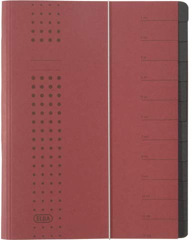 ELBA Ordnungsmappe chic, A4, 25 x 31,5 cm, 12 Fächer, bordeaux (5 Stück), Sie erhalten 1 Packung á 5 Stück von Elba