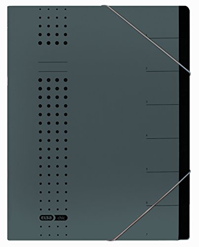 Elba Ordnungs-Mappe A4, chic, aus Karton, 7 Fächer, anthrazit von Elba
