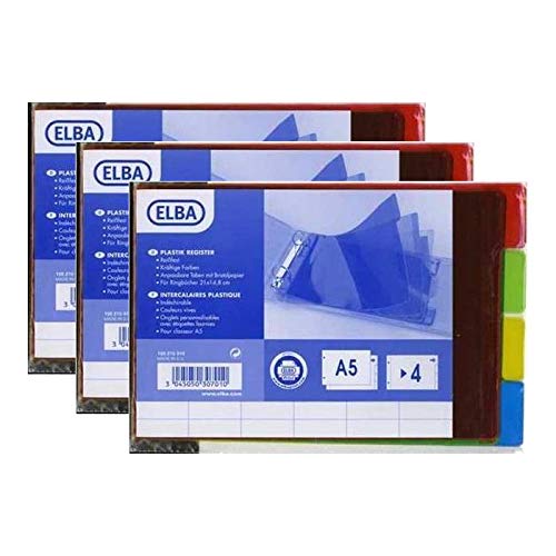 ELBA TrennblÃätter, PVC, transparent, 4 Positionen, A5, 210 x 148 mm, 3 StÃück von Elba