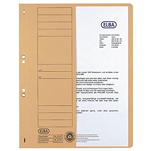 Elba Ösenhefter A4, 1/2 Vorderdeckel, Karton, kfm. Heftung, chamois, 50 Stück Elba Ösenhefter A4, 1/2 Vorderdeckel, Karton, kfm. Heftung, chamois, 50 Stück von Elba
