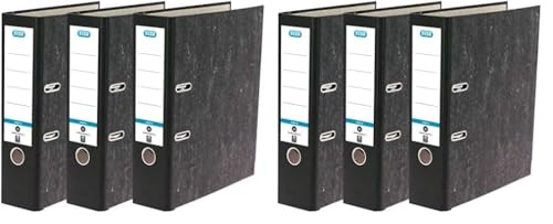Elba Ordner A4, Smart Original Wolkenmarmor, 8 cm breit, schwarz, 3 Stück (Packung mit 2) von Elba