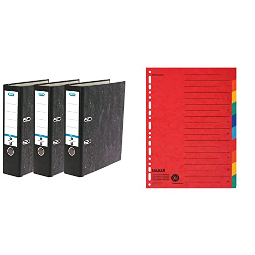 Elba Ordner A4, Smart Original Wolkenmarmor, 8cm breit, 3 Stück & Original Falken Karton-Register überbreit für DIN A4+ 240 x 297 mm volle Höhe mit Organisationsdruck 10-teilig vollfarbig 2 x 5 Farben Elba Ordner A4, Smart Original Wolkenmarmor, 8cm breit, 3 Stück & Original Falken Karton-Register überbreit für DIN A4+ 240 x 297 mm volle Höhe mit Organisationsdruck 10-teilig vollfarbig 2 x 5 Farben von Elba